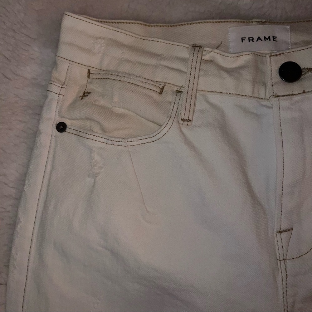 Frame Le High Straight Spring Mix Jeans Two tone cream and white jeans - Picture 10 of 15